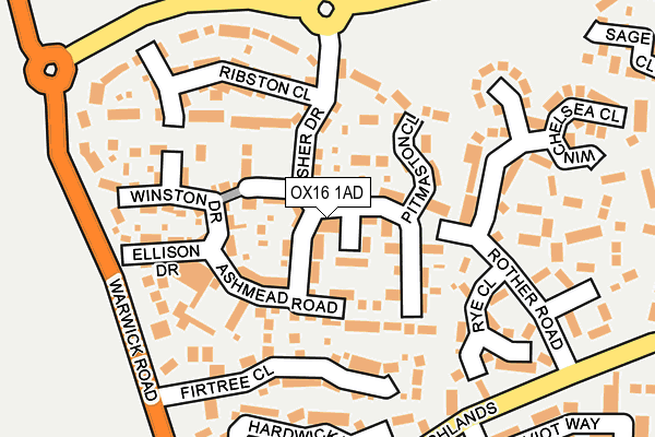 OX16 1AD map - OS OpenMap – Local (Ordnance Survey)