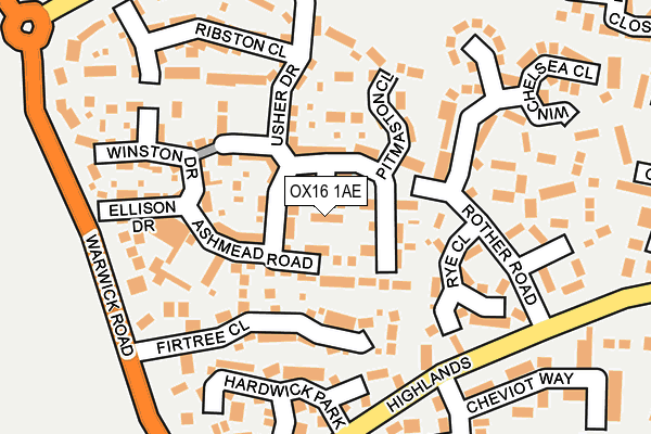 OX16 1AE map - OS OpenMap – Local (Ordnance Survey)