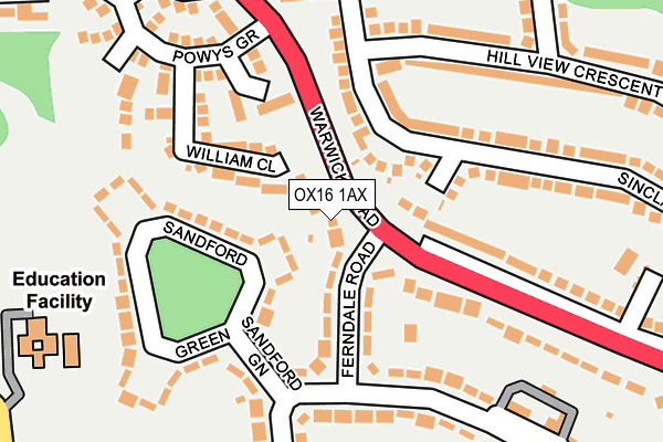 OX16 1AX map - OS OpenMap – Local (Ordnance Survey)