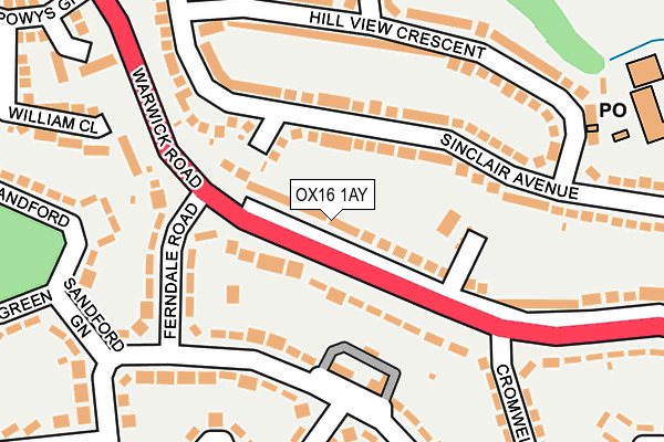 OX16 1AY map - OS OpenMap – Local (Ordnance Survey)