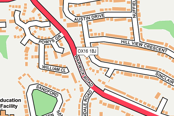 OX16 1BJ map - OS OpenMap – Local (Ordnance Survey)