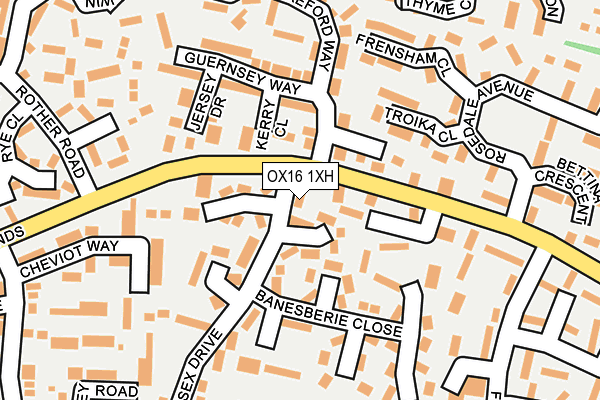 OX16 1XH map - OS OpenMap – Local (Ordnance Survey)