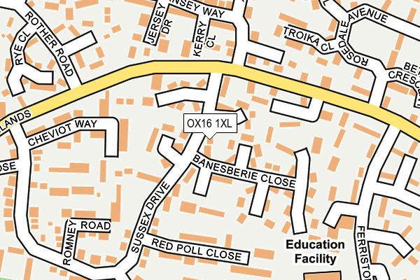 OX16 1XL map - OS OpenMap – Local (Ordnance Survey)