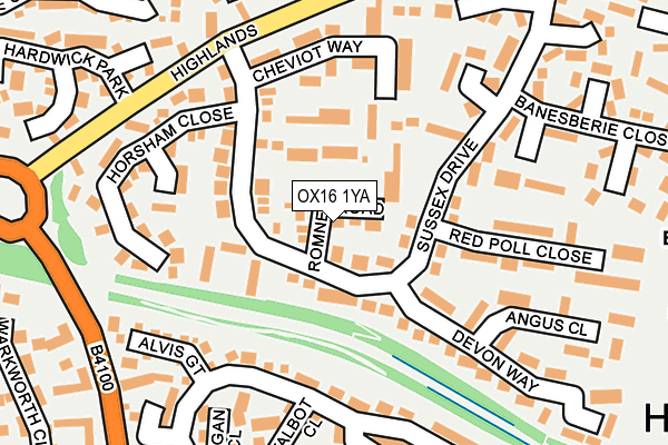 OX16 1YA map - OS OpenMap – Local (Ordnance Survey)