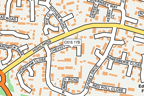 OX16 1YB map - OS OpenMap – Local (Ordnance Survey)