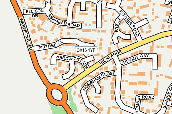 OX16 1YF map - OS OpenMap – Local (Ordnance Survey)