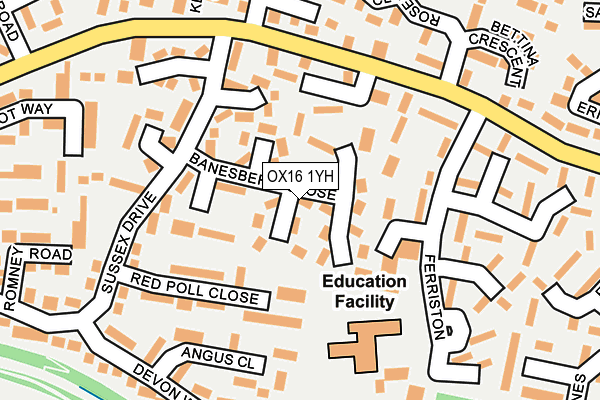 OX16 1YH map - OS OpenMap – Local (Ordnance Survey)