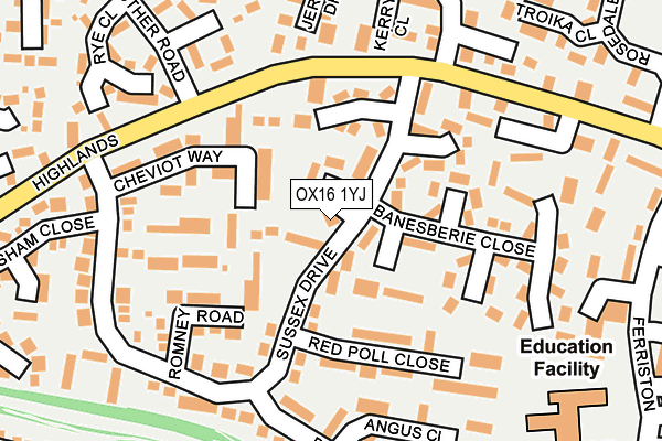 OX16 1YJ map - OS OpenMap – Local (Ordnance Survey)