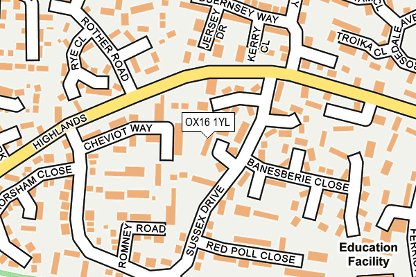 OX16 1YL map - OS OpenMap – Local (Ordnance Survey)