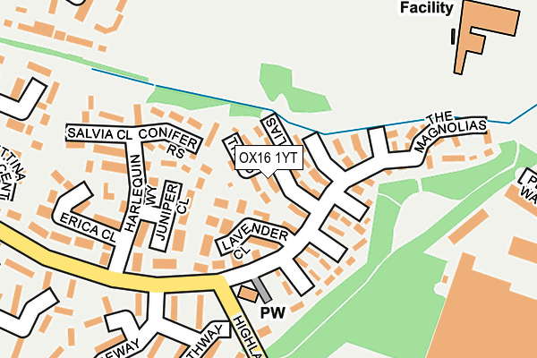 OX16 1YT map - OS OpenMap – Local (Ordnance Survey)