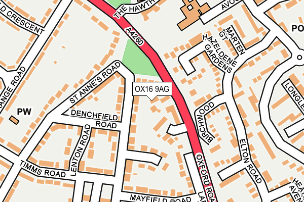 OX16 9AG map - OS OpenMap – Local (Ordnance Survey)