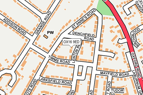 OX16 9ED map - OS OpenMap – Local (Ordnance Survey)