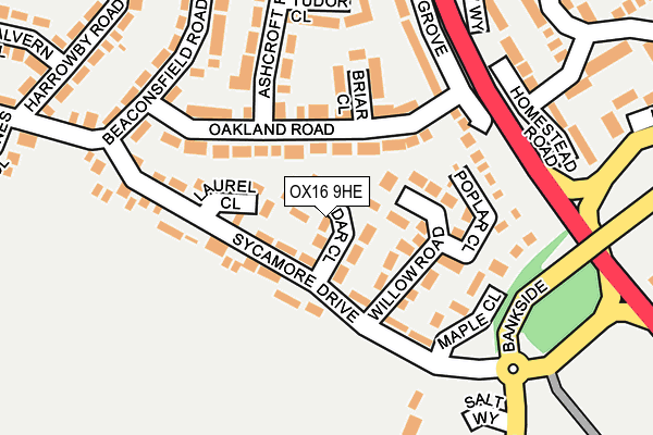 OX16 9HE map - OS OpenMap – Local (Ordnance Survey)