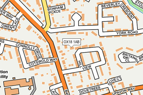 OX18 1AB map - OS OpenMap – Local (Ordnance Survey)