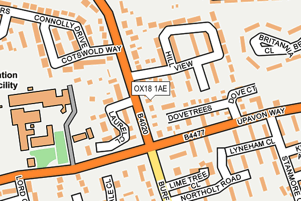OX18 1AE map - OS OpenMap – Local (Ordnance Survey)