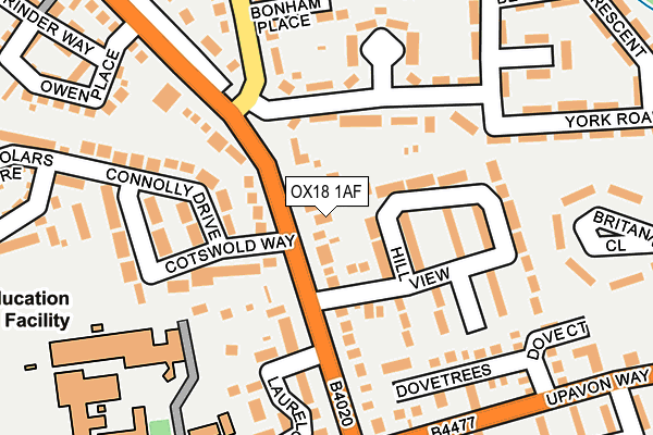 OX18 1AF map - OS OpenMap – Local (Ordnance Survey)
