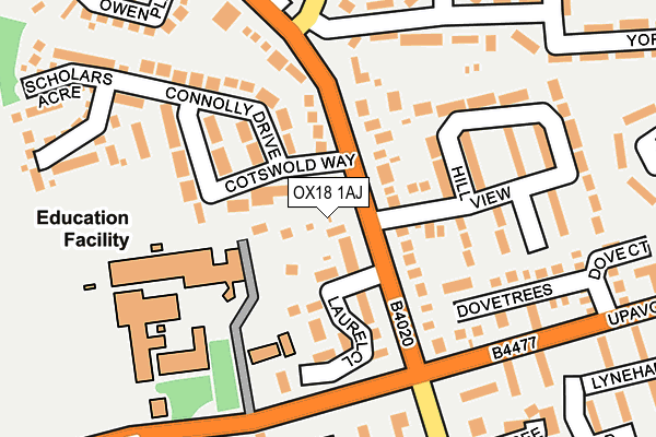 OX18 1AJ map - OS OpenMap – Local (Ordnance Survey)