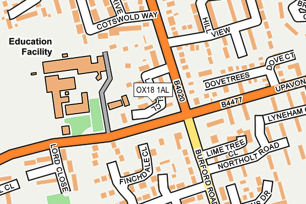 OX18 1AL map - OS OpenMap – Local (Ordnance Survey)