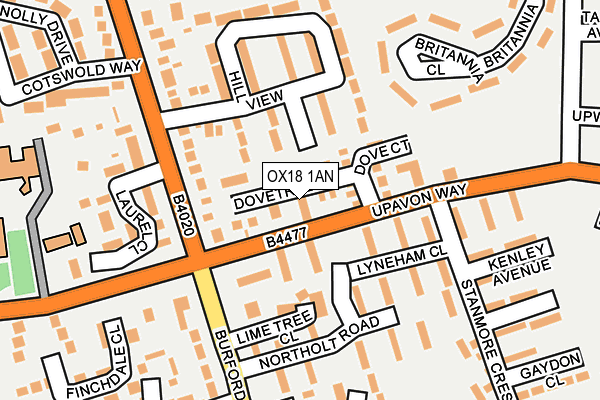 OX18 1AN map - OS OpenMap – Local (Ordnance Survey)
