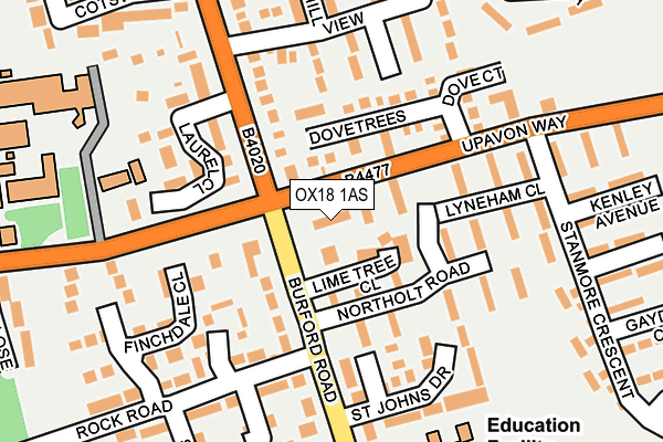 OX18 1AS map - OS OpenMap – Local (Ordnance Survey)