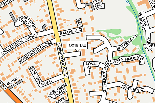 OX18 1AU map - OS OpenMap – Local (Ordnance Survey)