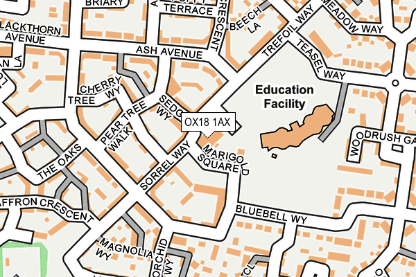 OX18 1AX map - OS OpenMap – Local (Ordnance Survey)