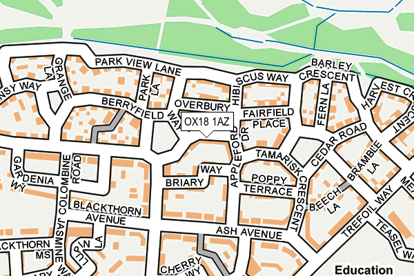 OX18 1AZ map - OS OpenMap – Local (Ordnance Survey)