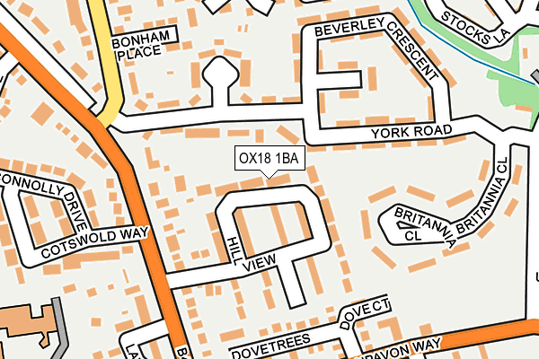 OX18 1BA map - OS OpenMap – Local (Ordnance Survey)