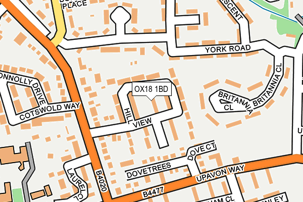 OX18 1BD map - OS OpenMap – Local (Ordnance Survey)