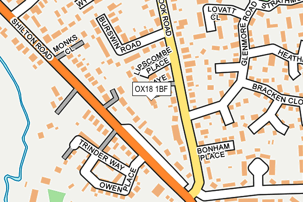 OX18 1BF map - OS OpenMap – Local (Ordnance Survey)