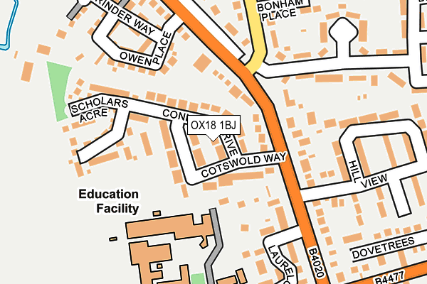 OX18 1BJ map - OS OpenMap – Local (Ordnance Survey)