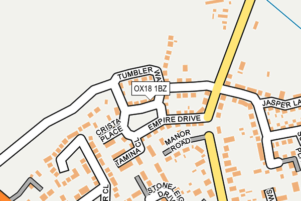 OX18 1BZ map - OS OpenMap – Local (Ordnance Survey)