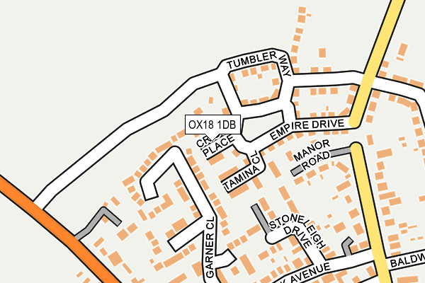 OX18 1DB map - OS OpenMap – Local (Ordnance Survey)