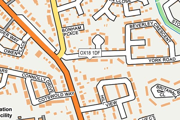 OX18 1DF map - OS OpenMap – Local (Ordnance Survey)