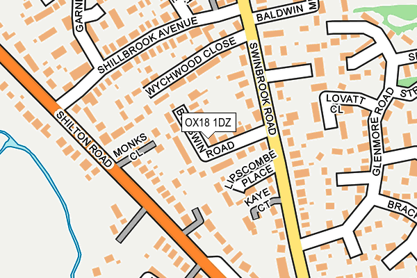 OX18 1DZ map - OS OpenMap – Local (Ordnance Survey)