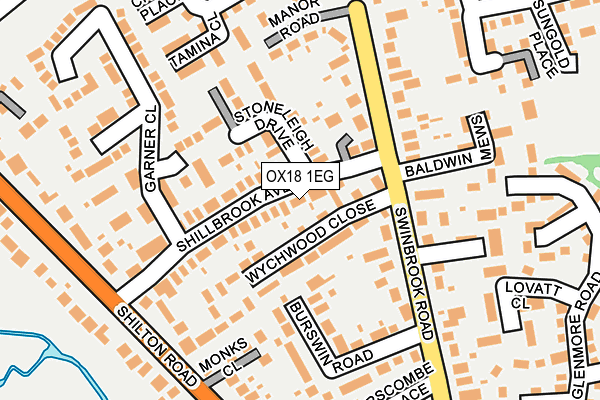 OX18 1EG map - OS OpenMap – Local (Ordnance Survey)