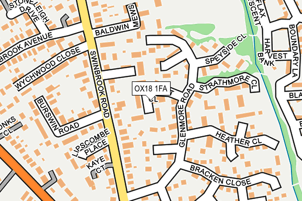 OX18 1FA map - OS OpenMap – Local (Ordnance Survey)