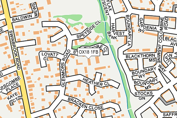 OX18 1FB map - OS OpenMap – Local (Ordnance Survey)