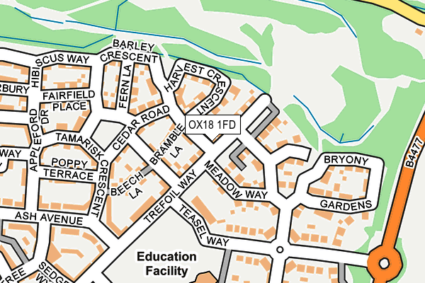 OX18 1FD map - OS OpenMap – Local (Ordnance Survey)