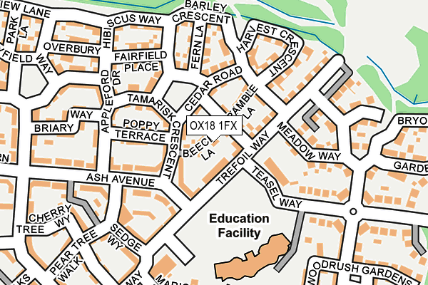 OX18 1FX map - OS OpenMap – Local (Ordnance Survey)