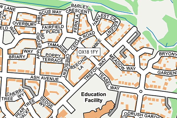 OX18 1FY map - OS OpenMap – Local (Ordnance Survey)