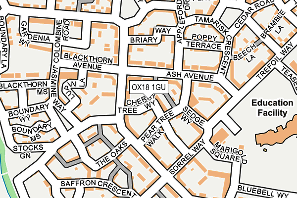 OX18 1GU map - OS OpenMap – Local (Ordnance Survey)