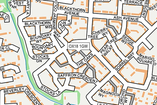 OX18 1GW map - OS OpenMap – Local (Ordnance Survey)