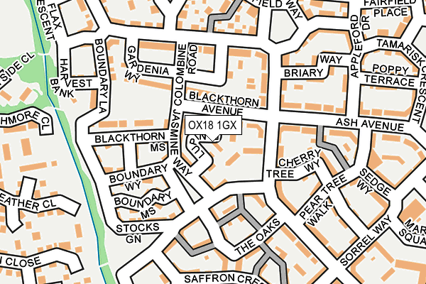 OX18 1GX map - OS OpenMap – Local (Ordnance Survey)