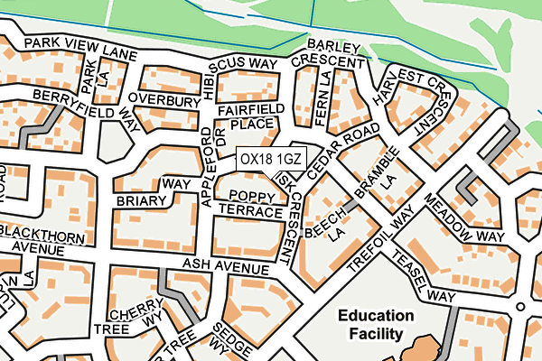 OX18 1GZ map - OS OpenMap – Local (Ordnance Survey)