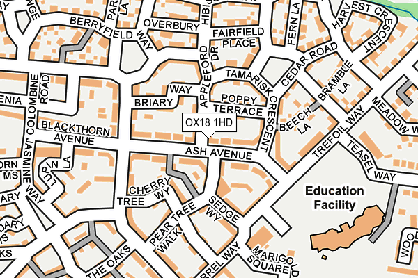 OX18 1HD map - OS OpenMap – Local (Ordnance Survey)