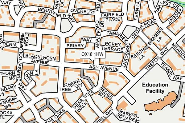 OX18 1HW map - OS OpenMap – Local (Ordnance Survey)