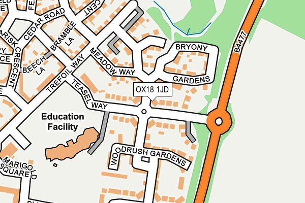 OX18 1JD map - OS OpenMap – Local (Ordnance Survey)