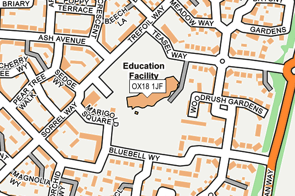 OX18 1JF map - OS OpenMap – Local (Ordnance Survey)
