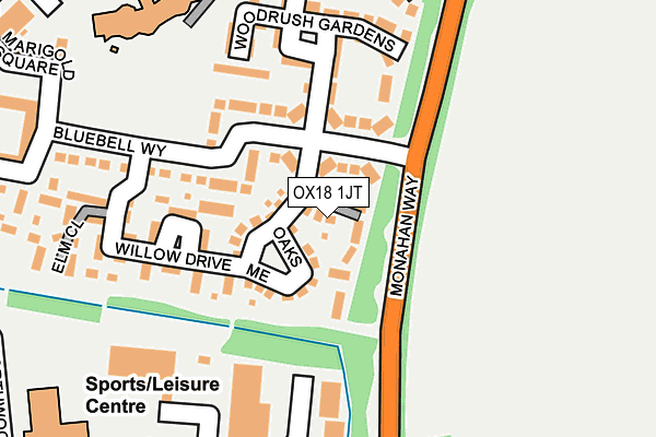 OX18 1JT map - OS OpenMap – Local (Ordnance Survey)